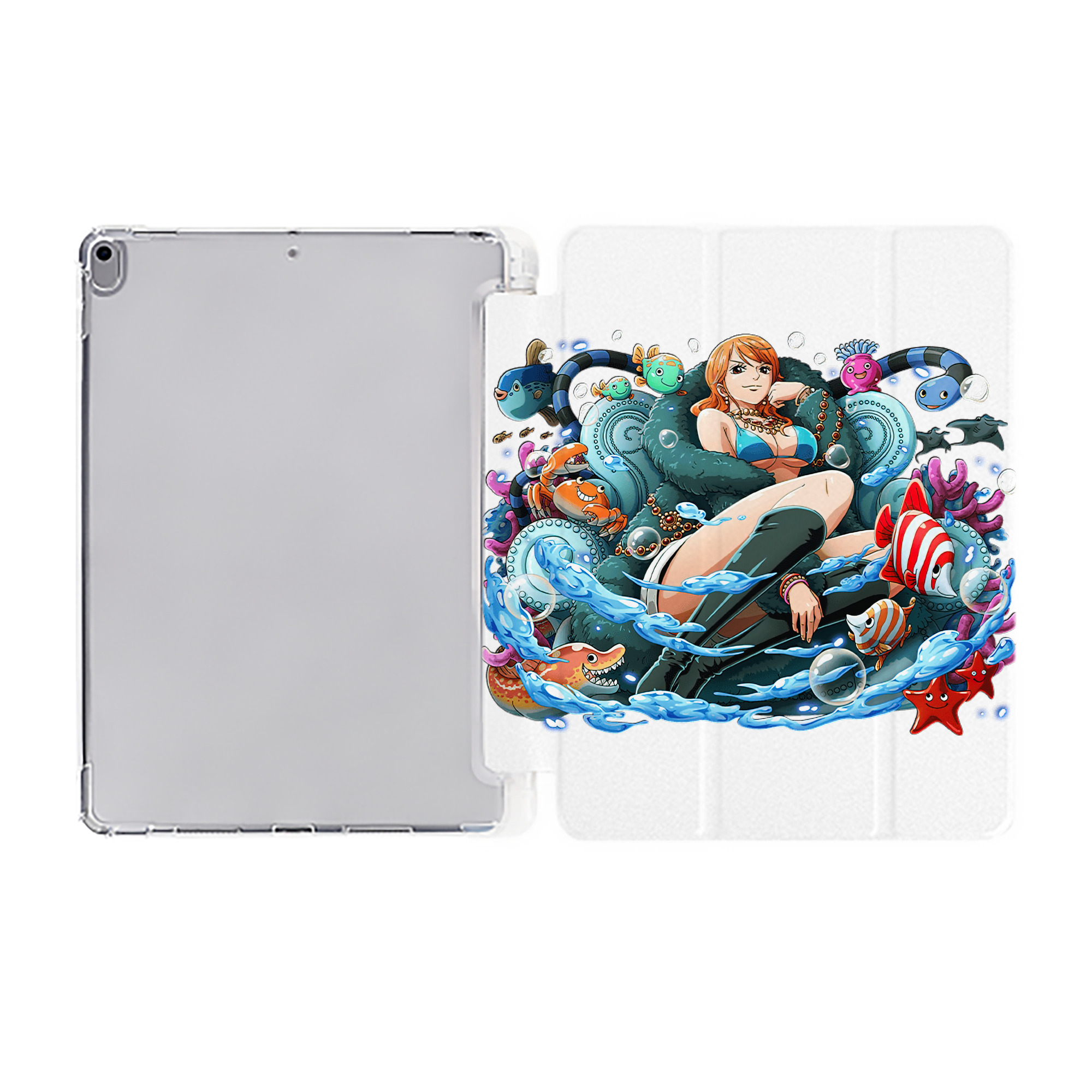 （画像用） ワンピース ナミ ONE PIECE Nami IPad ケース ペン収納付き 三つ折りスタンド PUレザー×シリコン 対応機種9.5/10.5/10.9インチ